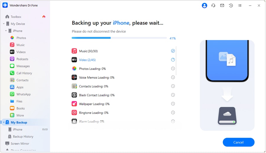 select iphone data to backup