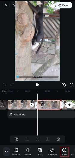 selecione o menu de velocidade