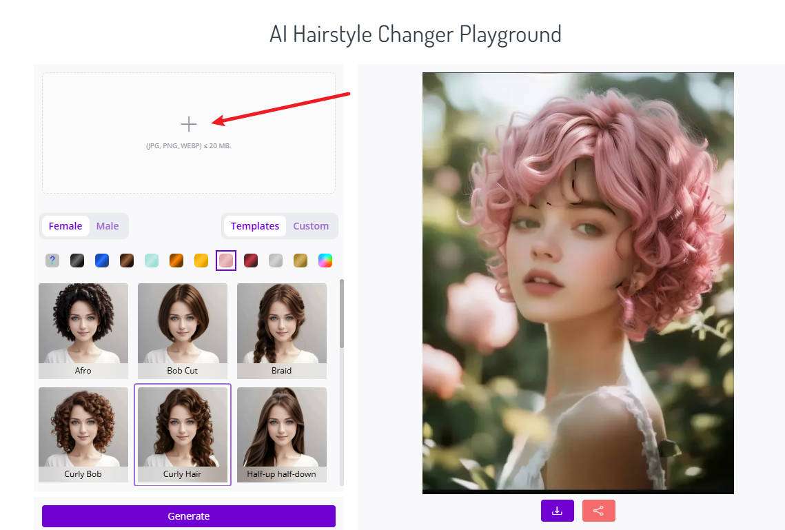 upload an image to apply curly hair effect online