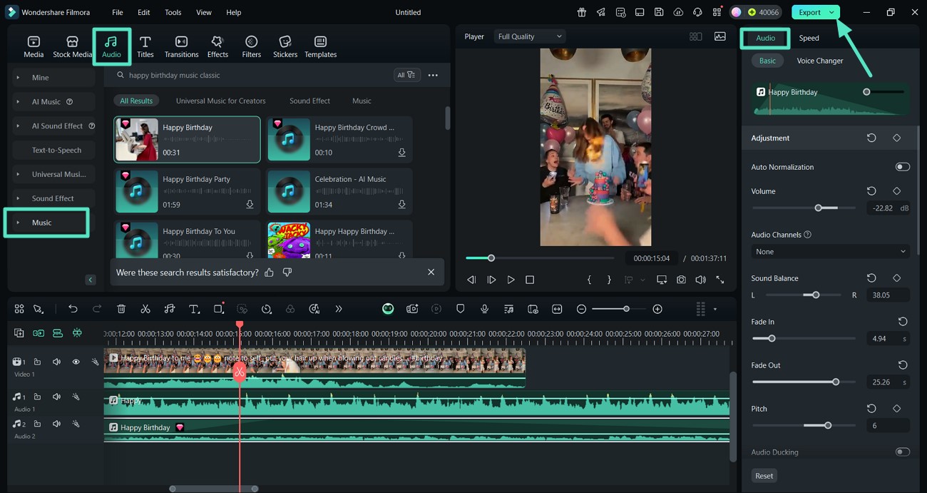 export birthday slideshow to device