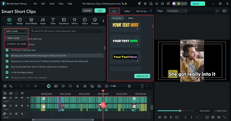 see video script and text template