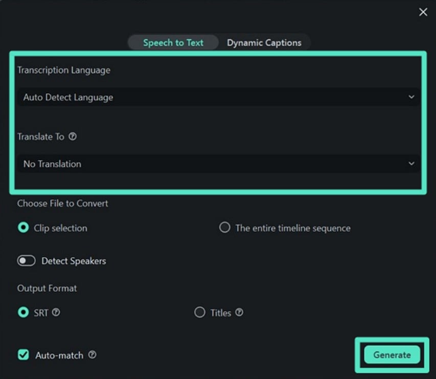 set preferred language and hit generate