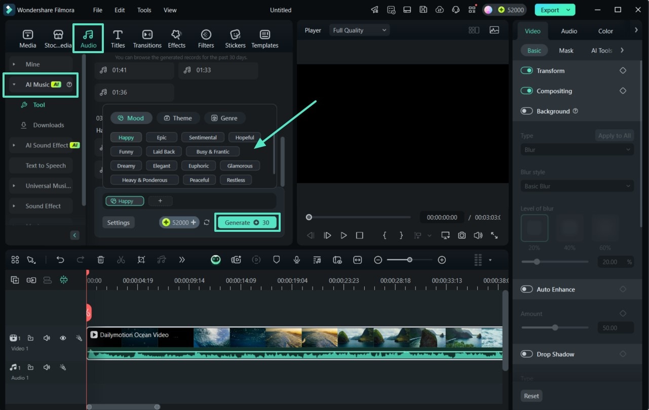  generate ai music on desktop filmora