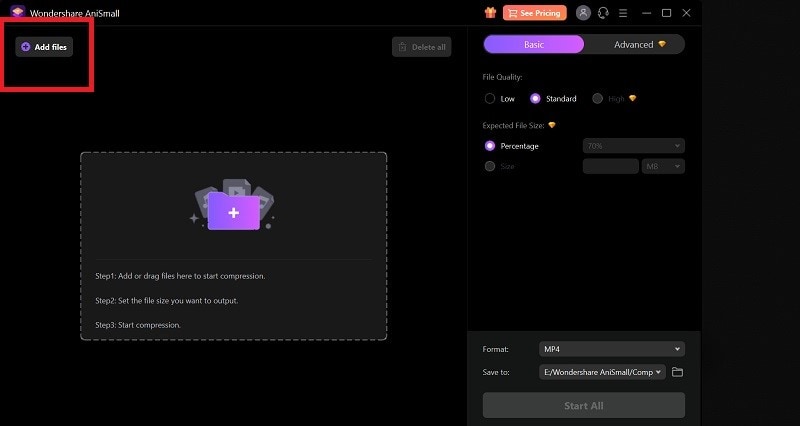 load large files to anismall compressor