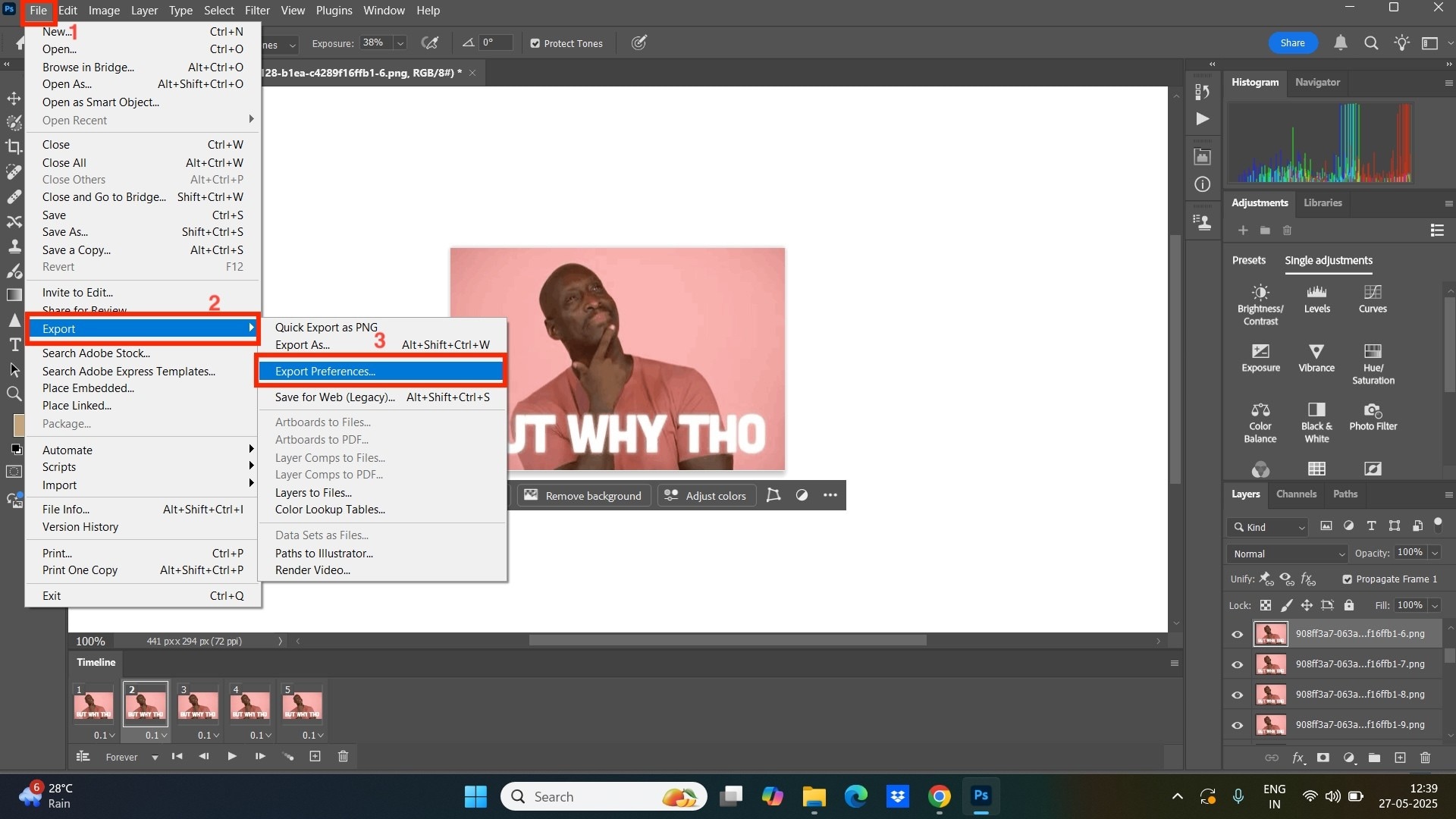 photoshop export gif