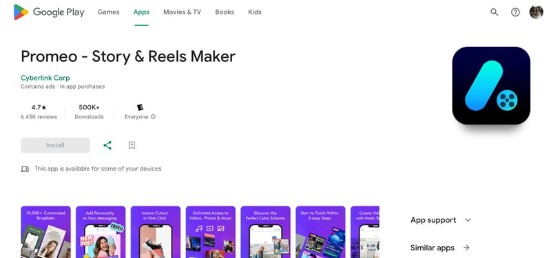 promeo video maker app with templates