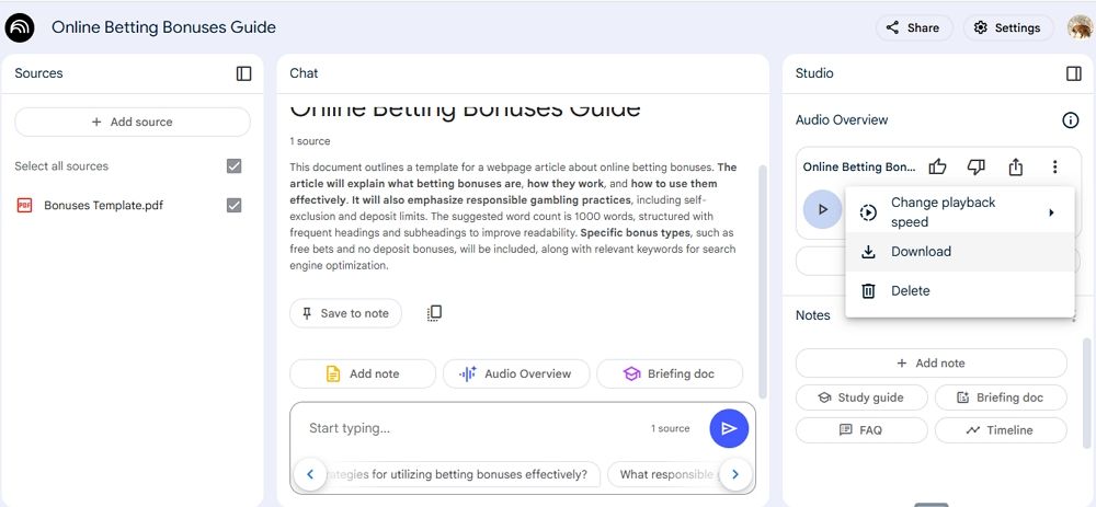 create podcast chat with notebookml
