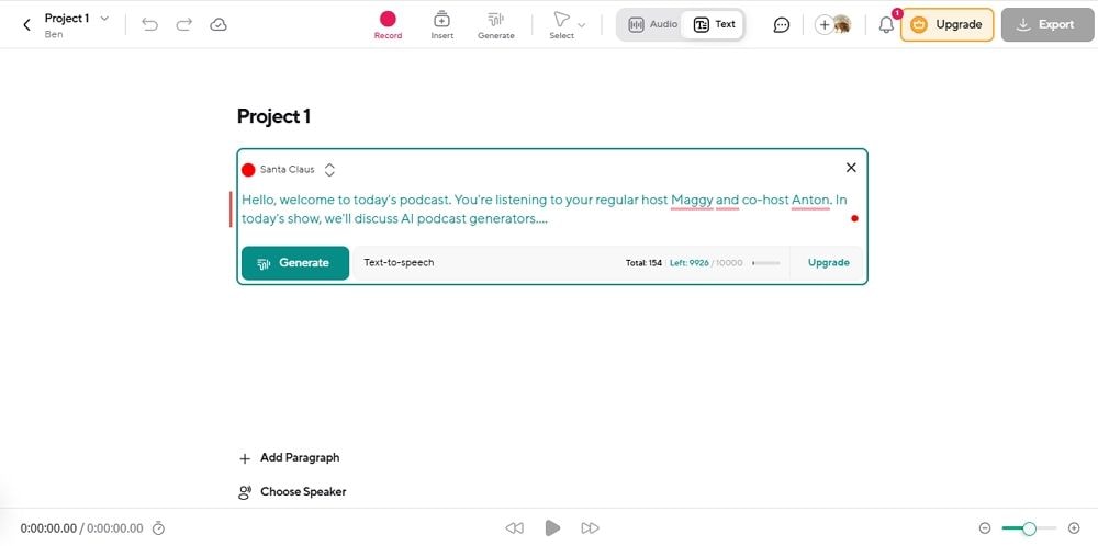 turn text into podcast with Podcastle
